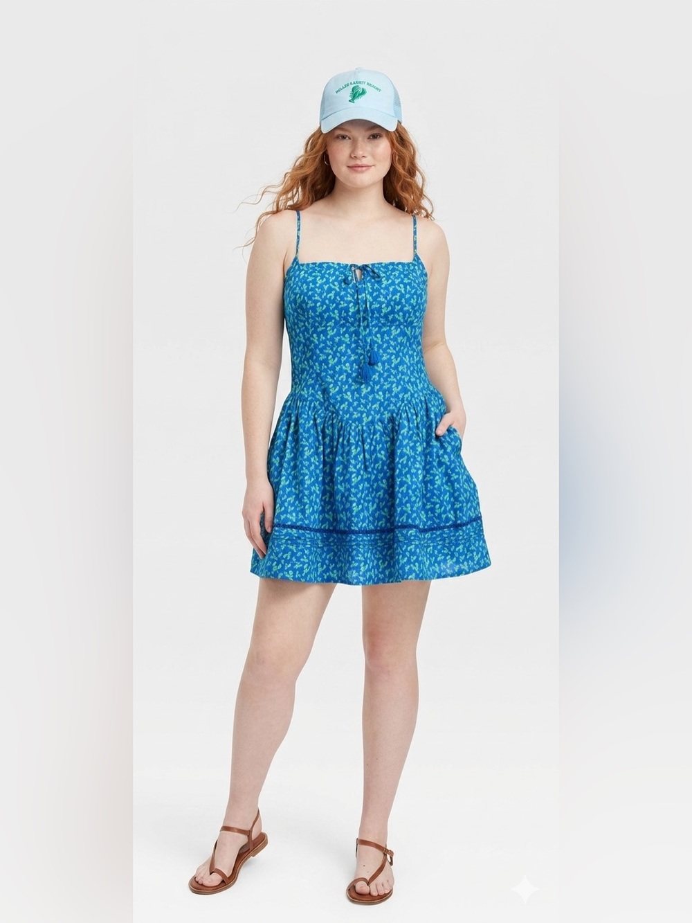 NWT Roller Rabbit Green Lobster Print Tie-Front XS Blue Mini Dress & Lobster Hat